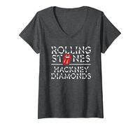Donna Ufficiale The Rolling Stones HD Maglietta con Collo a V, Grigio Scuro, S
