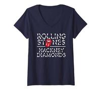 Donna Ufficiale The Rolling Stones HD Maglietta con Collo a V, Navy, XL