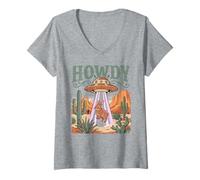 Donna UFO Howdy Desert Rabbit Maglietta con Collo a V