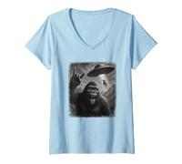 Donna UFO in difficoltà Bigfoot e Selfie di Mucca con Invasione Maglietta con Collo a V