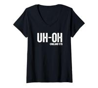 Donna Uh-Oh Inghilterra 1776 Divertente 4 luglio Maglietta con Collo a V