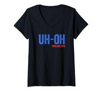 Donna Uh-Oh Inghilterra 1776 Divertente 4 luglio Maglietta con Collo a V