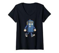 Donna UK Blue Police Call Box come personaggio a fumetti 2 - Fan Fun Maglietta con Collo a V