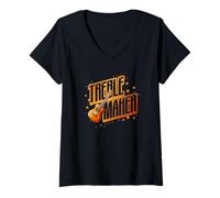 Donna Ukulele Musicista Treble Maker Maglietta con Collo a V