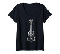 Donna Ukulele Strumento Musicale Arte Grafica Ukulele Maglietta con Collo a V
