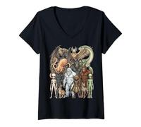 Donna Ultimate Cryptid Squad Creature Mitiche Maglietta con Collo a V