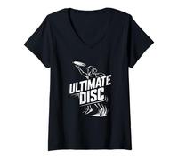 Donna Ultimate Disc Player Flying Frisbee Layout Maglietta con Collo a V