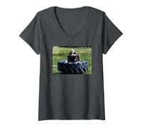 Donna Ultimo del Vino Estate Compo Simmonite Bill Owen Maglietta con Collo a V