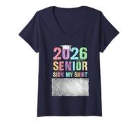 Donna Ultimo Primo Giorno Classe del 2026 Senior Firma LA MIA Camicia Quasi Maglietta con Collo a V