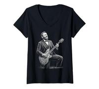 Donna Ulysses S Grant Chitarra Maglietta con Collo a V