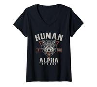 Donna Umano per caso Alpha come selezione divertente Alpha regali Maglietta con Collo a V