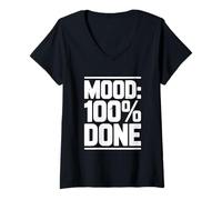 Donna Umorismo: 100% Umorismo Sarcastico Fatto per Anime stanche Maglietta con Collo a V