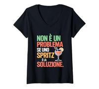 Donna Umorismo Aperitivo Spritz Festa Amici Idea Regalo Maglietta con Collo a V