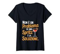 Donna Umorismo Aperitivo Spritz Festa Amici Idea Regalo Maglietta con Collo a V