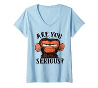 Donna Umorismo Are you Serious Grumpy Funny Monkey Meme Maglietta con Collo a V
