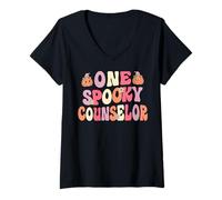 Donna Un Consigliere Scolastico spettrale Fantasma Halloween Counselor Maglietta con Collo a V