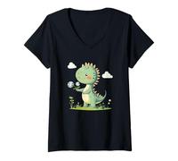 Donna Un desiderio ruggente con questo dinosauro preistorico di tarassaco Maglietta con Collo a V