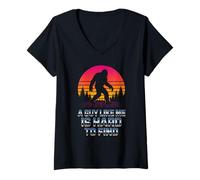 Donna Un Ragazzo Come Me è Difficile da Trovare Bigfoot Retro Vintage Maglietta con Collo a V