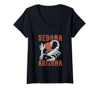 Donna Un Scorpione E Cactus nel Deserto Sedona Arizona Vintage Maglietta con Collo a V