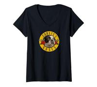Donna Un Simpatico Bulldog Francese in Un Logo Frenchie Maglietta con Collo a V
