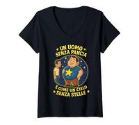 Donna Un uomo senza pancia è come un cielo senza stelle. Per papà Maglietta con Collo a V