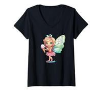 Donna Una fata magica con gelato per un look felice Maglietta con Collo a V