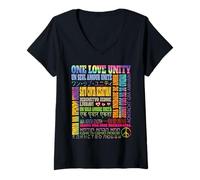 Donna Una Frase di unità d Amore in Diverse Lingue Guarisci in Tutto Il Mondo Maglietta con Collo a V