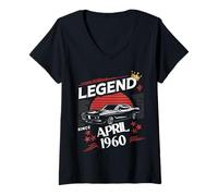Donna Una leggenda è nata nell"aprile 1960 Fantastico uomo ragazzo compleanno Maglietta con Collo a V