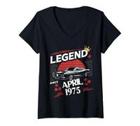 Donna Una leggenda è nata nell"aprile 1975 Fantastico uomo ragazzo compleanno Maglietta con Collo a V