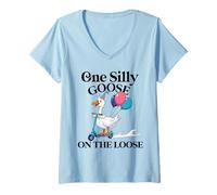 Donna una sciocca oca sul sciolto Funny Goose Maglietta con Collo a V