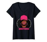 Donna Unbothered Black Woman African American Afro Queen Maglietta con Collo a V