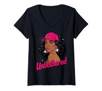 Donna Unbothered Black Woman African American Afro Queen Maglietta con Collo a V