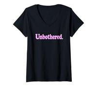 Donna UNBOTHERED. LA Parola Scomparsa su Un Tee Maglietta con Collo a V