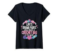 Donna Uncinetto Lavorare A Maglia Crochet Bag to be Made Maglietta con Collo a V