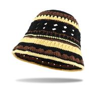 Donna Uncinetto Secchio Cappello da Sole Pesca Floppy Viaggi a Righe Carino Cavo