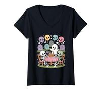 Donna Undead Picnic, caramelle gotiche per Halloween Maglietta con Collo a V