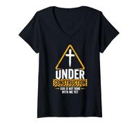 Donna Under Construction: God is Not Done with Me Yet - Christian Maglietta con Collo a V