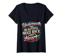 Donna Underneath This Beautiful Huge Rack I Have A Heart - Maglietta con Collo a V