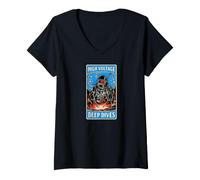 Donna Underwater Welder High Voltage Deep Dives Maglietta con Collo a V