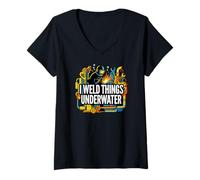 Donna Underwater Welder I Weld Things Underwater Maglietta con Collo a V