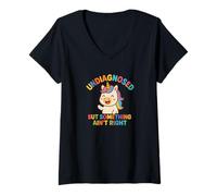 Donna Undiagnosed But Something Ain't Right Funny Kawaii Unicorn Maglietta con Collo a V