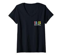 Donna Undici 11 Angel Time 1111 Sincronicità dell'essere Spirituale Maglietta con Collo a V