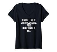 Donna Unfiltered Unapologetic Innegabilmente Me Bold Confidence Maglietta con Collo a V
