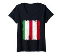 Donna Ungheria Austria Mezza Bandiera Ungherese Austria Patrimonio Maglietta con Collo a V