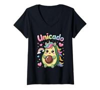 Donna Unicado - Avocado and Unicorn Lover Maglietta con Collo a V