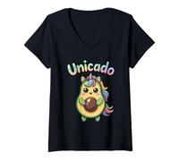 Donna Unicado - Avocado and Unicorn Lover Maglietta con Collo a V