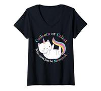 Donna Unicat Caticorn Meowgical Unicorn Gatto Uomini Donne Ragazzi Ragazze Maglietta con Collo a V
