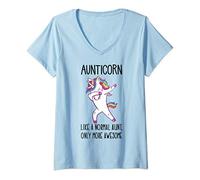 Donna Unicorn Aunt Aunticorn Like a Normal Aunt Only More Awesome Maglietta con Collo a V
