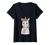 Donna Unicorn Employee Co Worker Ragazze Uomini Donne Bambini Adulti Capo Maglietta con Collo a V