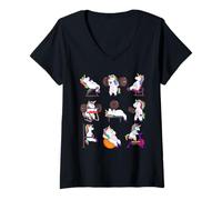 Donna Unicorn Fitness Workout Gym Strength Exercise Maglietta con Collo a V
